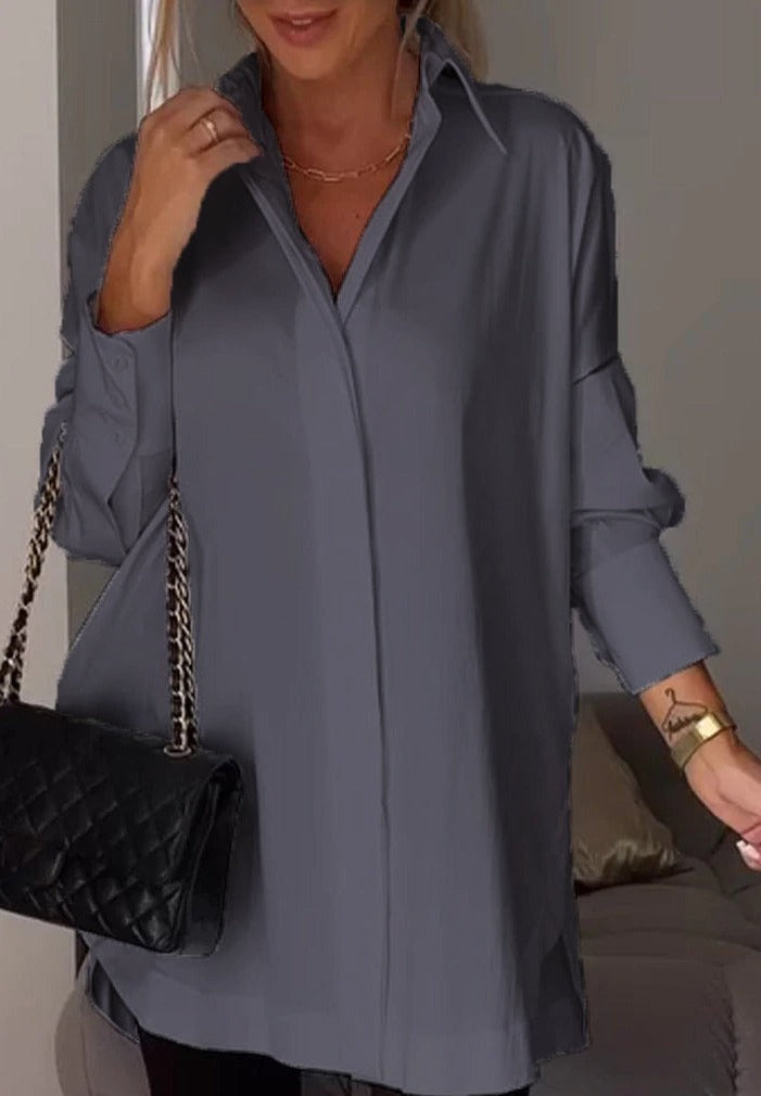 Blusa Con Corte Relajado Y Abertura En El Dobladillo Para Mujer | Ideal Para Uso Diario E Informal