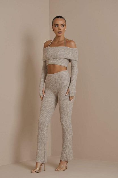 Conjunto de Dos Piezas con Top de Hombros Descubiertos para Mujer | Ideal para Uso Diario y Eventos