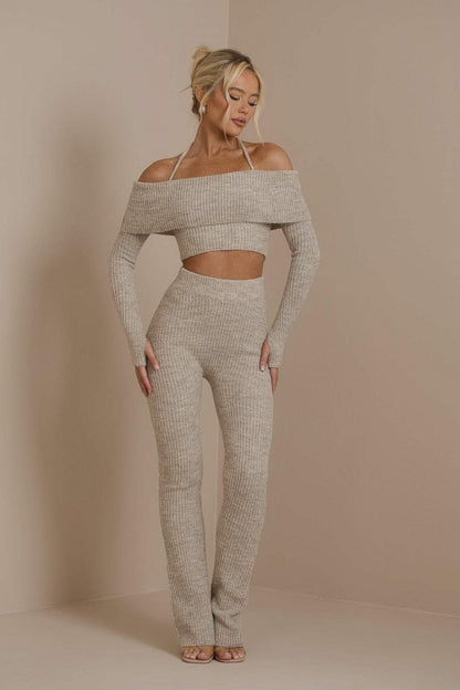 Conjunto de Dos Piezas con Top de Hombros Descubiertos para Mujer | Ideal para Uso Diario y Eventos
