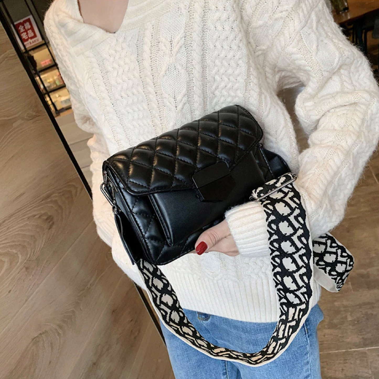 Bolso de Mano Compacto con Varias Bolsas Interiores para Mujer | Ideal para Uso Diario