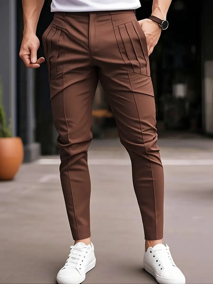 Pantalón Slim con Cintura Ajustada y Bolsillos Laterales para Hombre | Ideal para Uso Diario