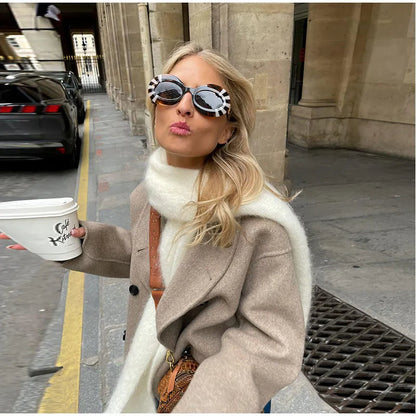 Abrigo De Invierno Con Corte Suelto Y Botones Dobles Para Mujer | Ideal Para Invierno