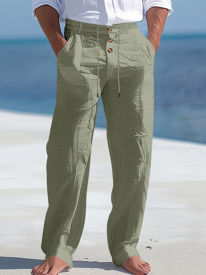 Pantalón de Pierna Ancha con Cintura Elástica y Cordón para Hombre | Ideal para Uso Diario