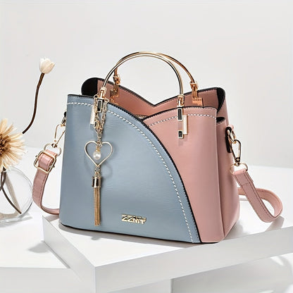 Bolso de Mano con Compartimento Principal y Detalles Color Block para Mujer | Ideal para Uso Diario