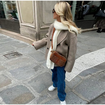 Abrigo De Invierno Con Corte Suelto Y Botones Dobles Para Mujer | Ideal Para Invierno