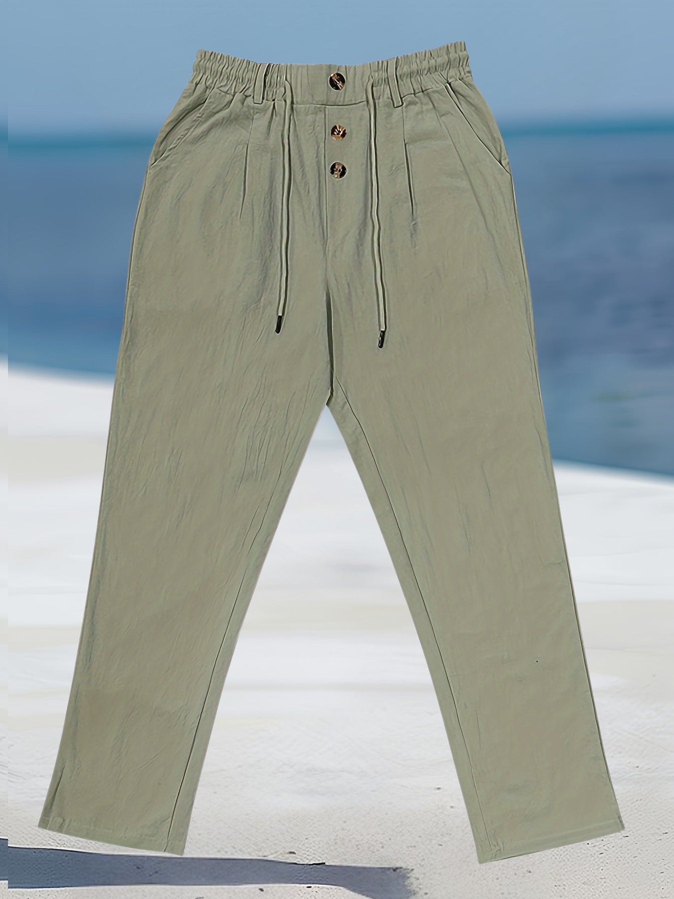 Pantalón de Pierna Ancha con Cintura Elástica y Cordón para Hombre | Ideal para Uso Diario