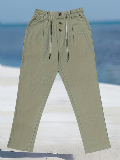 Pantalón de Pierna Ancha con Cintura Elástica y Cordón para Hombre | Ideal para Uso Diario