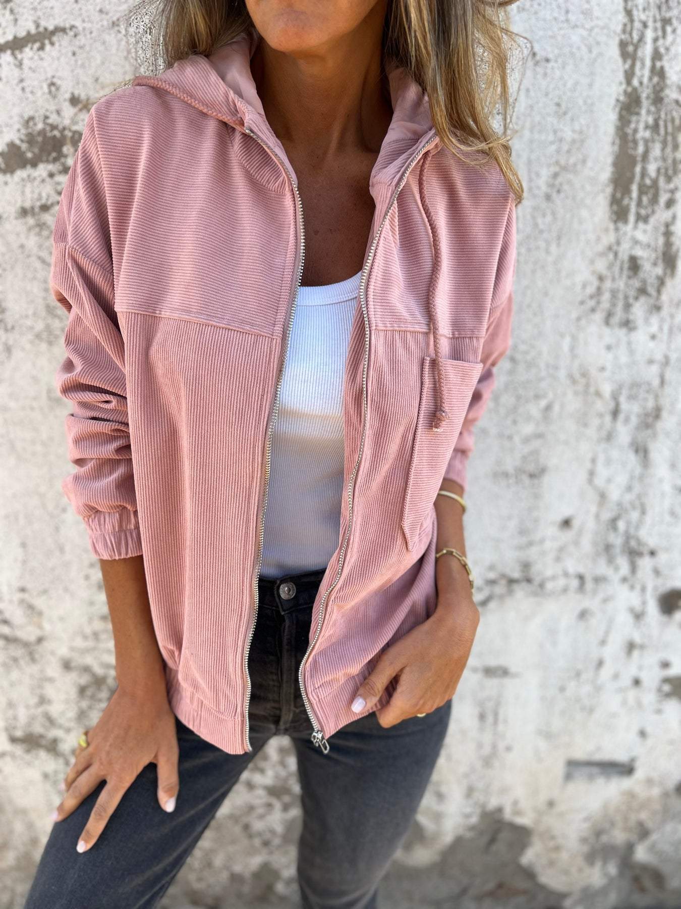 Chaqueta Con Cremallera Frontal Y Capucha Para Mujer | Ideal Para Entretiempo
