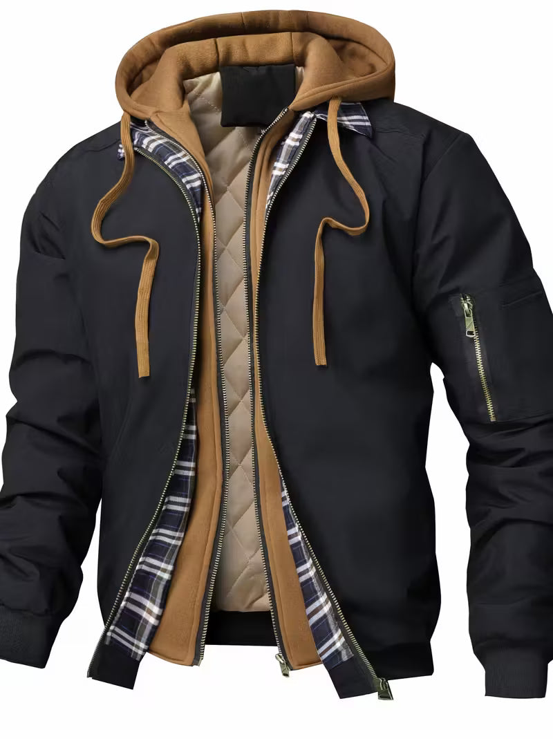 Chaqueta Con Cremallera Completa Y Capucha Integrada Para Hombre | Ideal Para Uso Diario Y Entretiempo