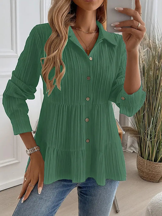 Camisa Con Cierre De Botones Y Corte Fluido Para Mujer | Ideal Para Oficina Y Uso Diario
