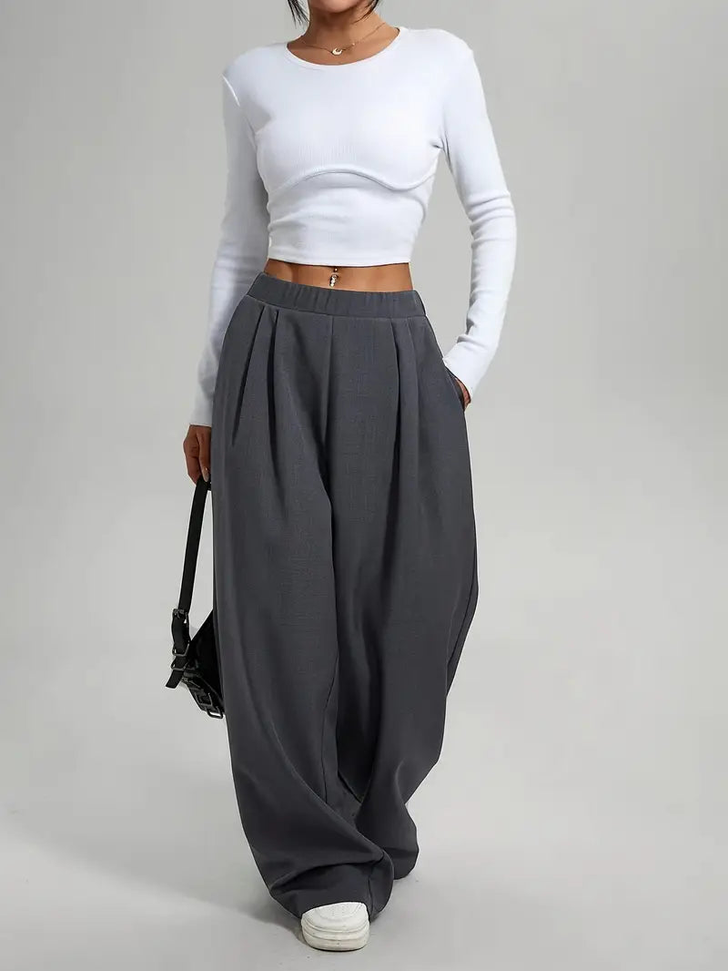 Pantalón Ancho de Cintura Alta para Mujer | Ideal para Uso Diario y Salidas
