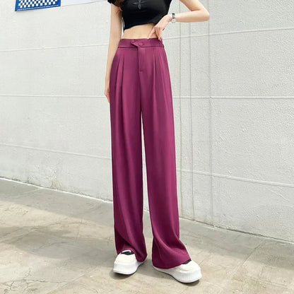 Pantalón de Talle Alto con Corte Amplio y Pliegues para Mujer | Ideal para Uso Diario