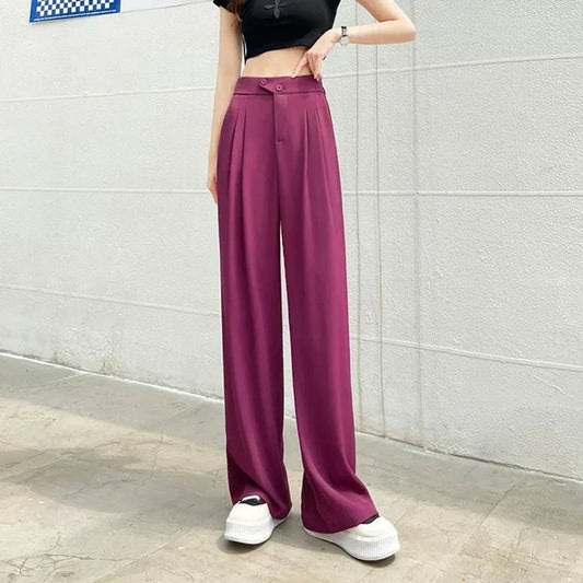 Pantalón de Talle Alto con Corte Amplio y Pliegues para Mujer | Ideal para Uso Diario