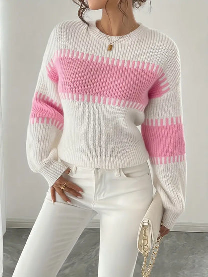 Jersey De Manga Larga Con Cuello Redondo Para Mujer | Ideal Para Uso Diario Y Trabajo
