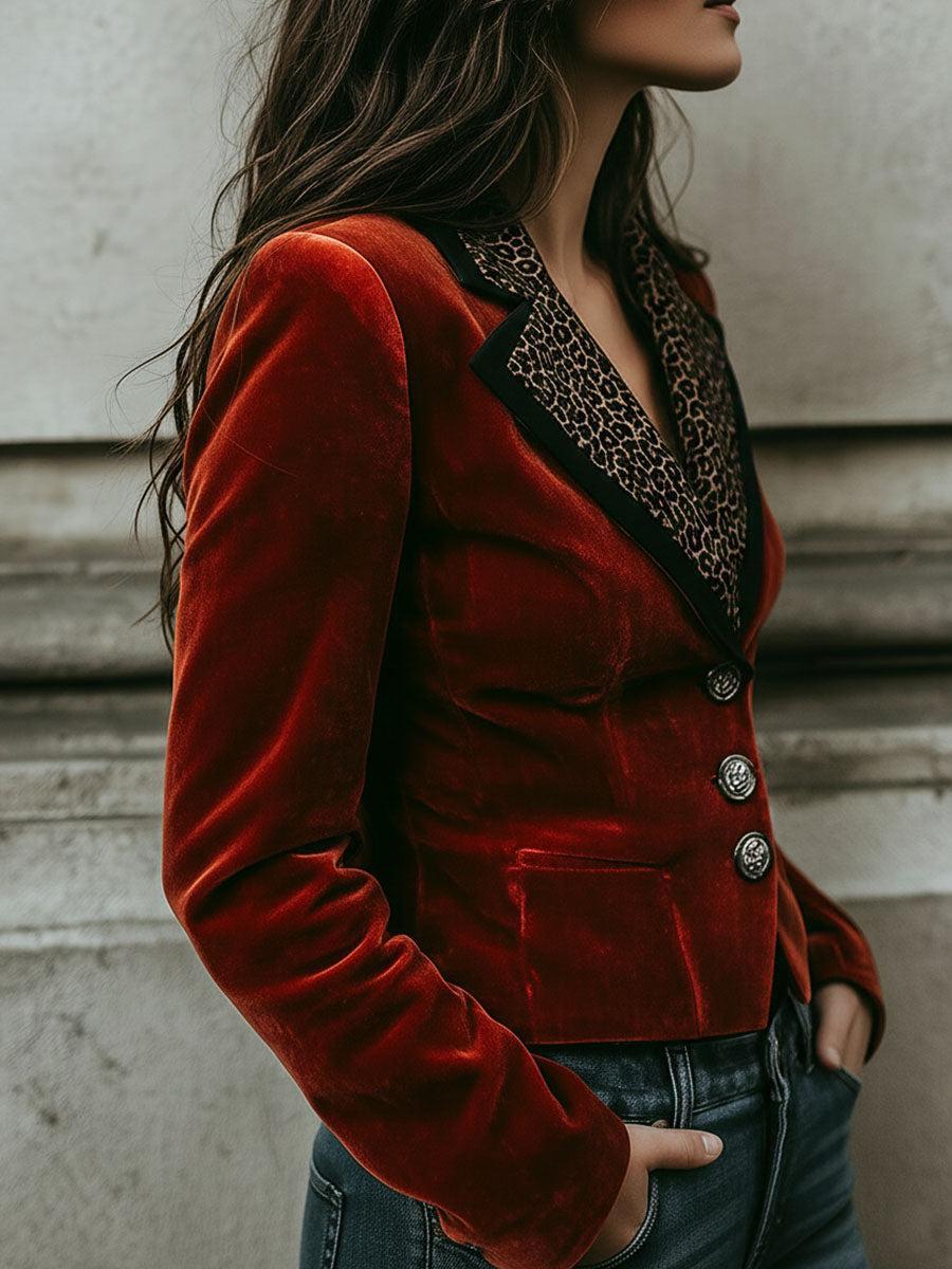 Blazer con Motivo Leopardo y Corte Ajustado para Personas Adultas | Ideal para Ocaciones Formales y Semi-Formales