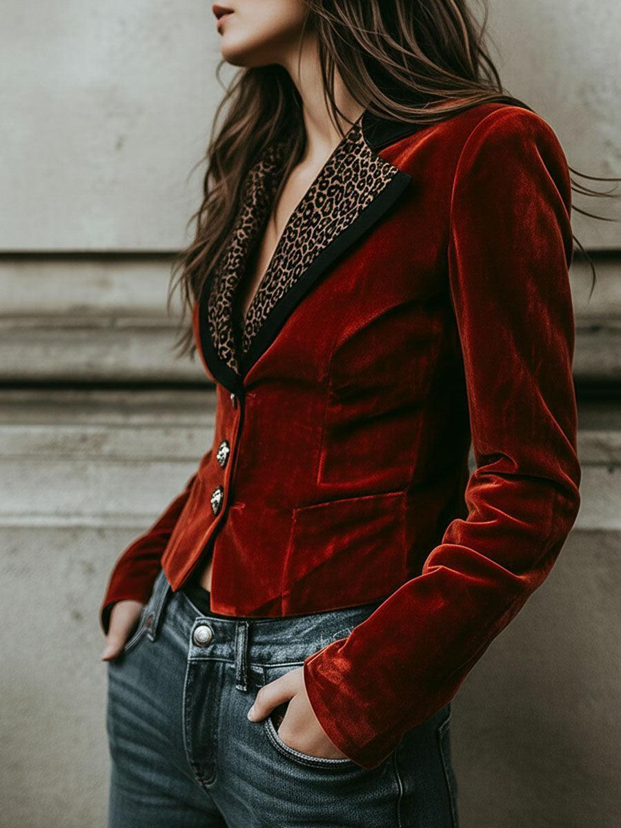 Blazer con Motivo Leopardo y Corte Ajustado para Personas Adultas | Ideal para Ocaciones Formales y Semi-Formales