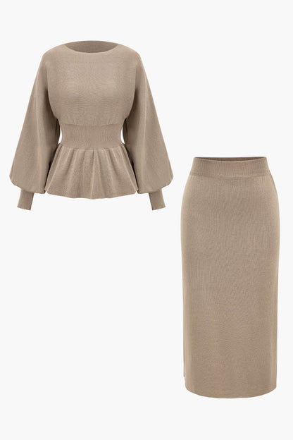 Conjunto De Dos Piezas Para Mujer Con Top Peplum Y Falda Lápiz | Ideal Para Uso Diario Y Trabajo