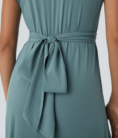 Vestido Midi Con Cintura Alta Y Escote En V Para Mujer | Ideal Para Uso Diario Y Ocasiones Informales