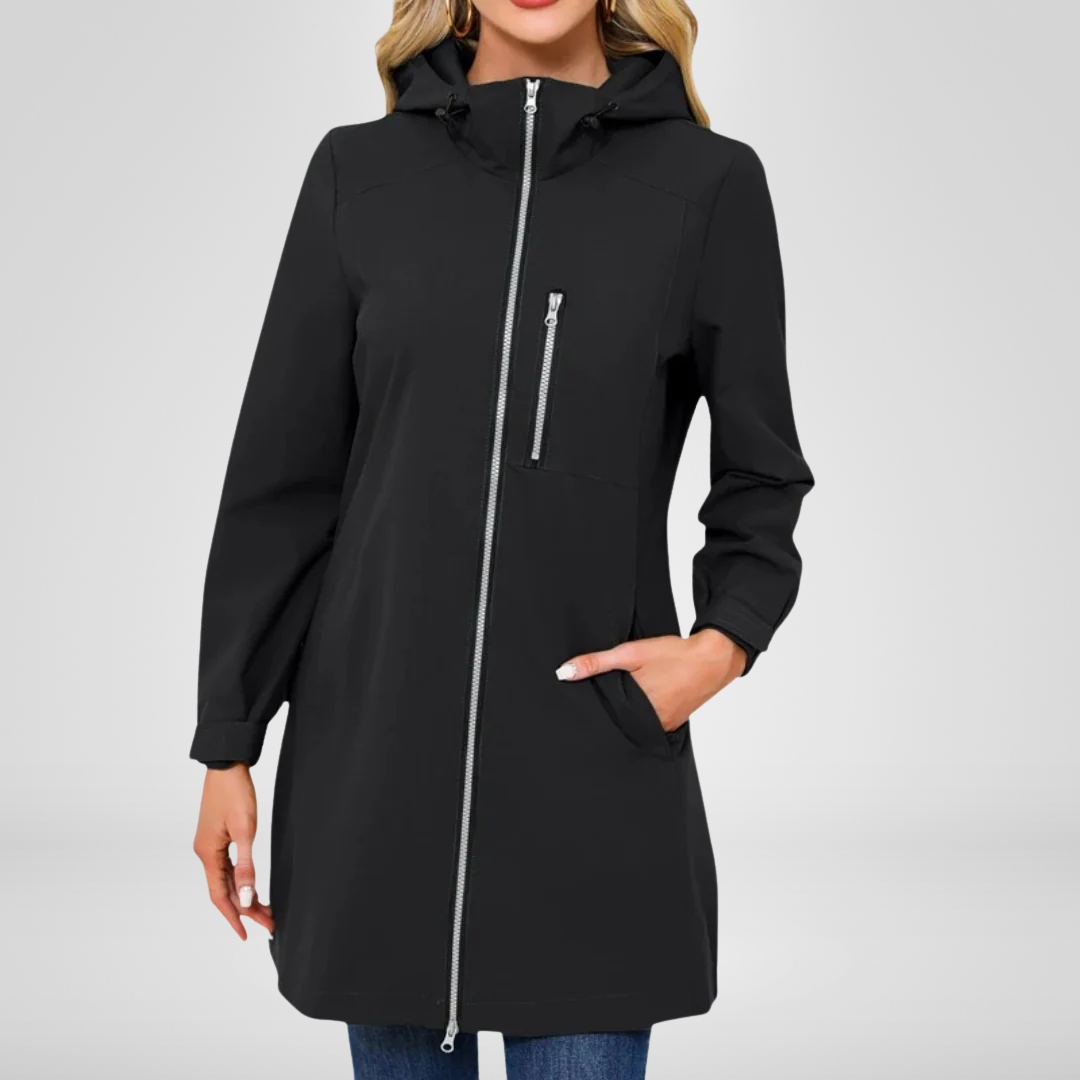 Chaqueta Larga con Capucha Integrada para Mujer | Ideal para Entretiempo y Días Húmedos