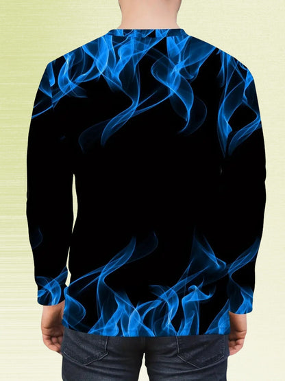Camiseta de Manga Larga con Estampado de Llamas para Hombre | Ideal para Uso Diario
