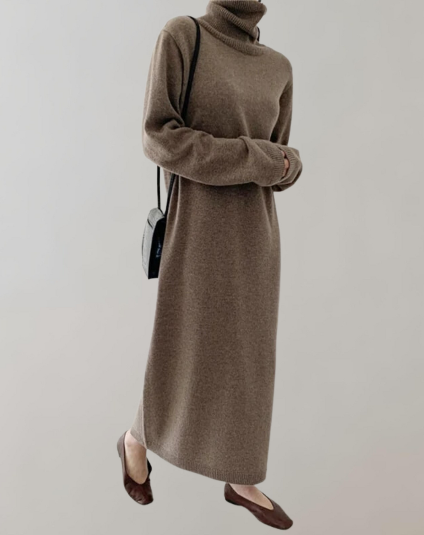 Vestido Tipo Jersey Con Cuello Alto Y Manga Larga Para Mujer | Ideal Para Invierno