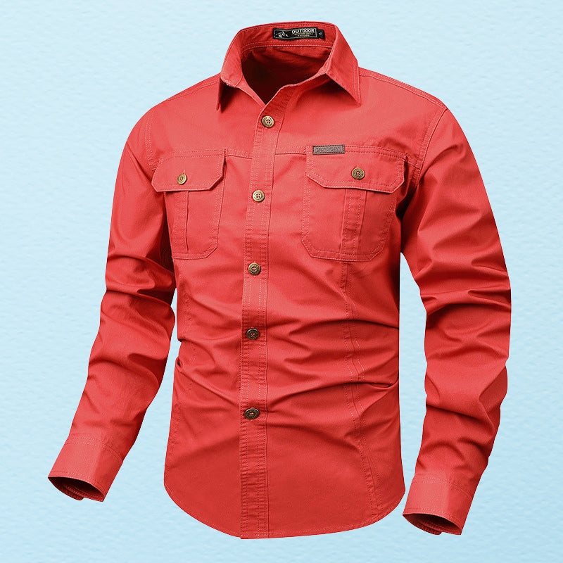 Camisa Con Cierre De Botones Y Bolsillos En El Pecho Para Hombres | Ideal Para Uso Diario Y Profesional