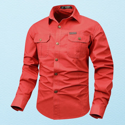 Camisa Con Cierre De Botones Y Bolsillos En El Pecho Para Hombres | Ideal Para Uso Diario Y Profesional