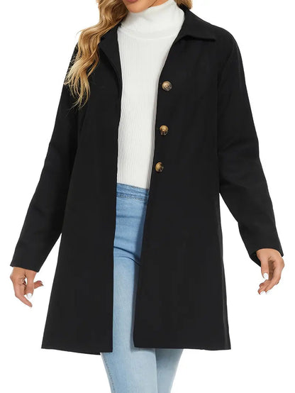 Trench Largo Con Cinturón Ajustable Y Cierre De Botones Para Mujer | Ideal Para Otoño E Invierno