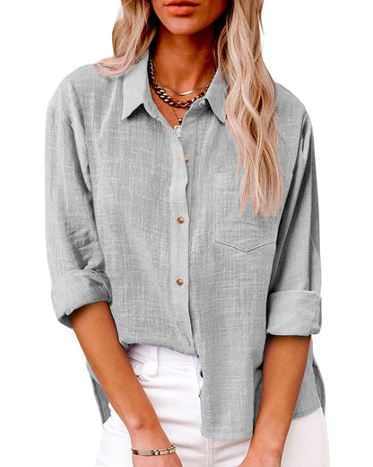 Camisa de Manga Larga con Cierre de Botones para Mujer | Ideal para Uso Diario y Semi-Formal