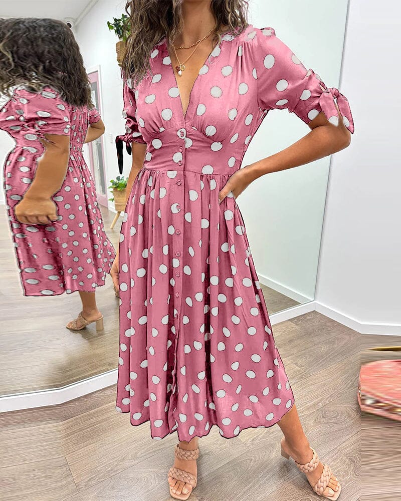 Vestido Midi con Estampado de Lunares para Mujer | Ideal para Salidas y Eventos de Verano
