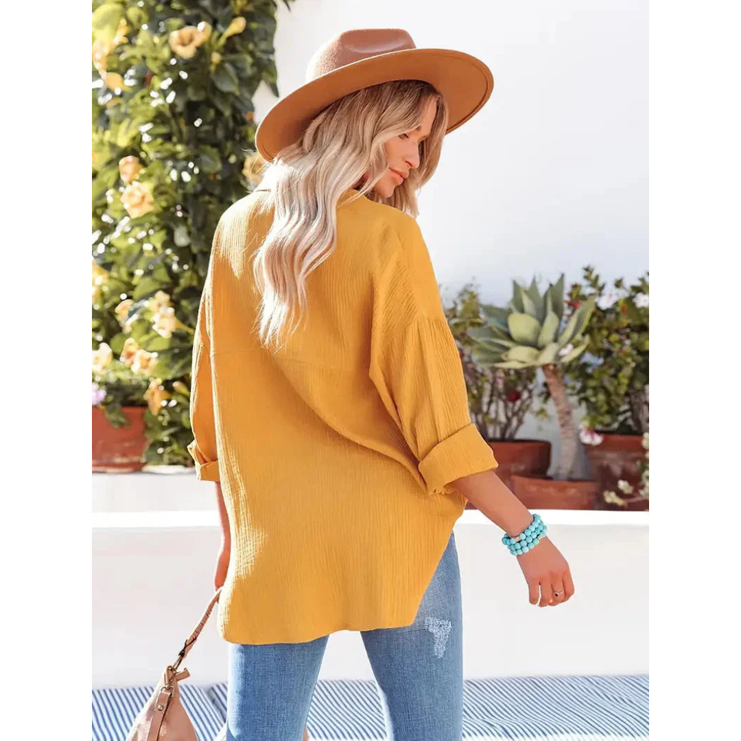 Camisa Con Corte Recto Y Mangas Largas Para Mujer | Ideal Para Uso Diario Y Profesional