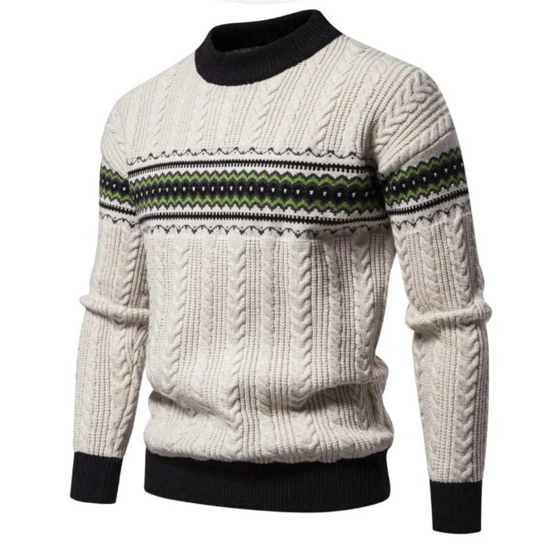 Jersey Con Motivo Nórdico Horizontal Y Estructura Trenzada Para Hombre | Ideal Para Uso Diario En Clima Fresco