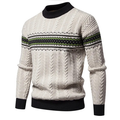 Jersey Con Motivo Nórdico Horizontal Y Estructura Trenzada Para Hombre | Ideal Para Uso Diario En Clima Fresco