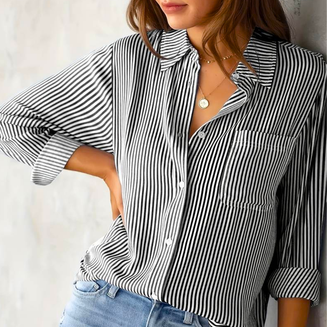 Blusa con Motivo Rayado y Corte Amplio para Mujer | Ideal para Uso Diario o Actividades Informales