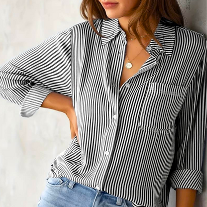 Blusa con Motivo Rayado y Corte Amplio para Mujer | Ideal para Uso Diario o Actividades Informales