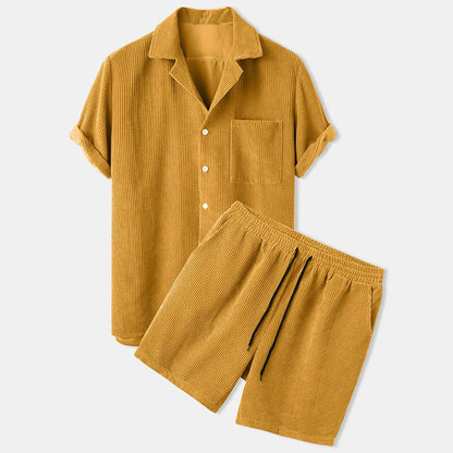 Conjunto De Dos Piezas Para Hombre Con Camisa De Manga Corta Y Short | Uso Diario Verano