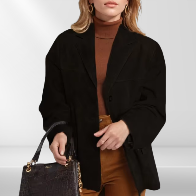 Blazer de Corte Recto con Cierre de Botón y Solapa Clásica para Mujer | Ideal para Todo el Año