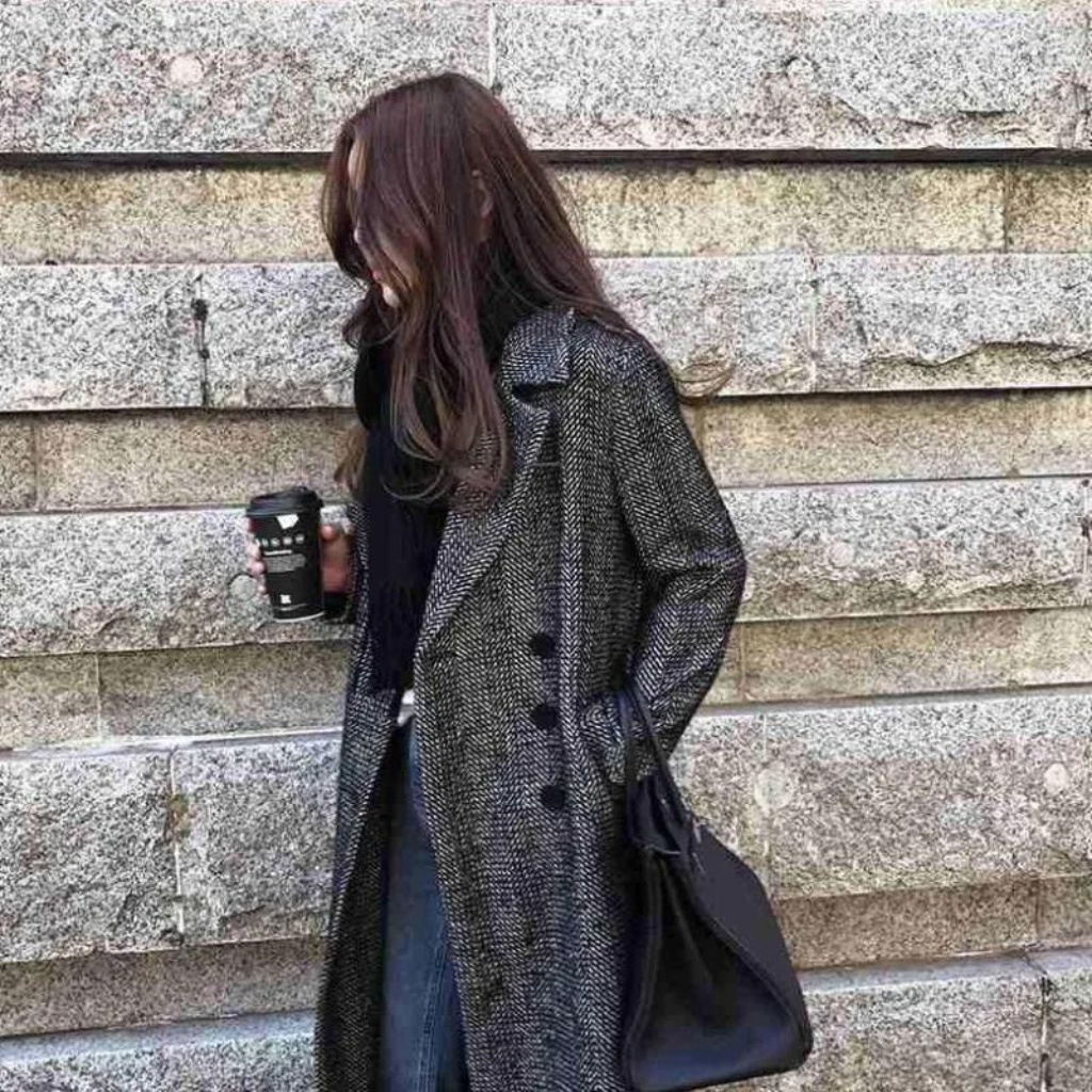 Abrigo Largo Con Motivo De Cuadros Para Mujer | Ideal Para Invierno