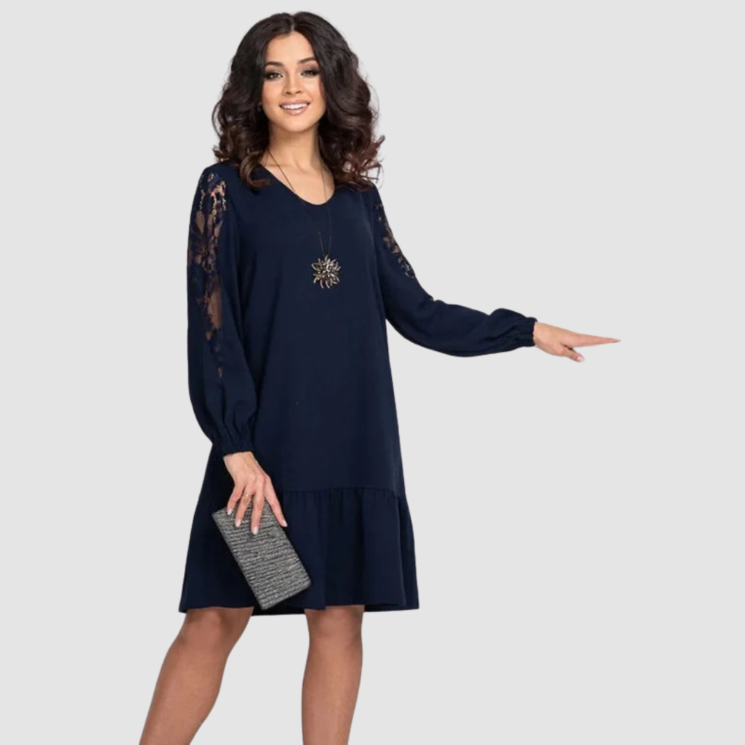 Vestido Midi Con Mangas De Paneles Transparentes Para Mujer | Ideal Para Uso Diario Y Eventos Sociales