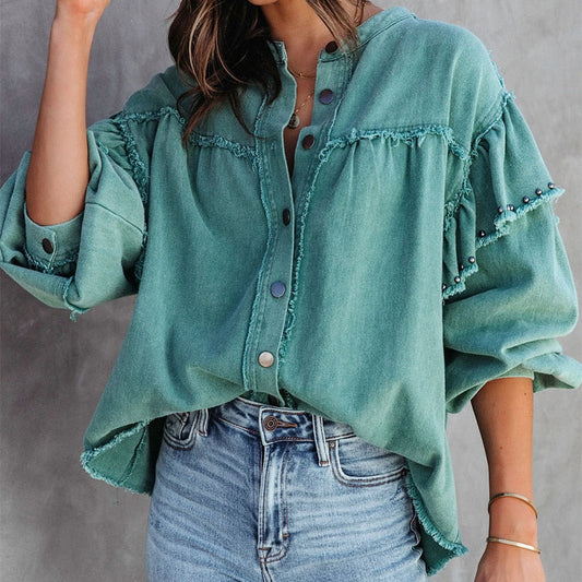 Blusa Con Mangas Lanterna Y Cierre De Botones Para Mujer | Ideal Para Uso Diario Y Salidas