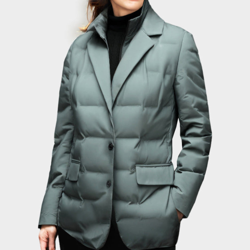 Chaqueta Larga Con Cuello Alto Para Mujer | Ideal Para Uso Diario