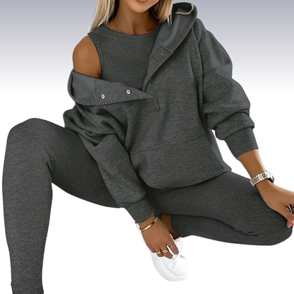 Conjunto Deportivo De 3 Piezas Con Diseño Coordinado Para Mujer | Ideal Para Entrenamiento Y Uso Diario