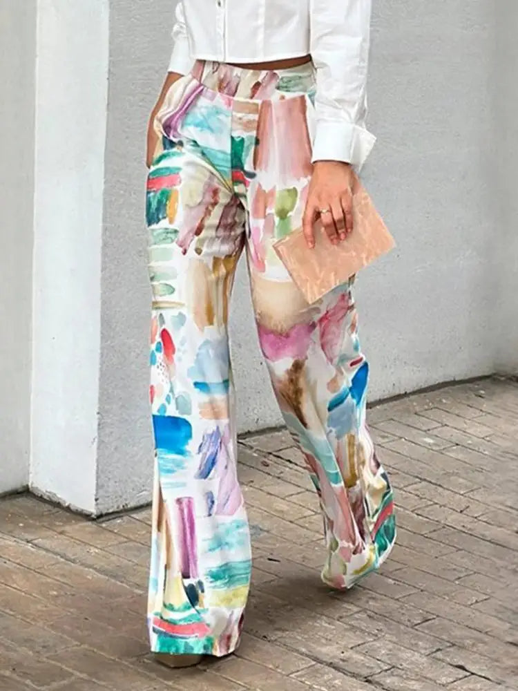 Pantalón Estampado de Pierna Recta para Mujer | Ideal para Primavera y Verano