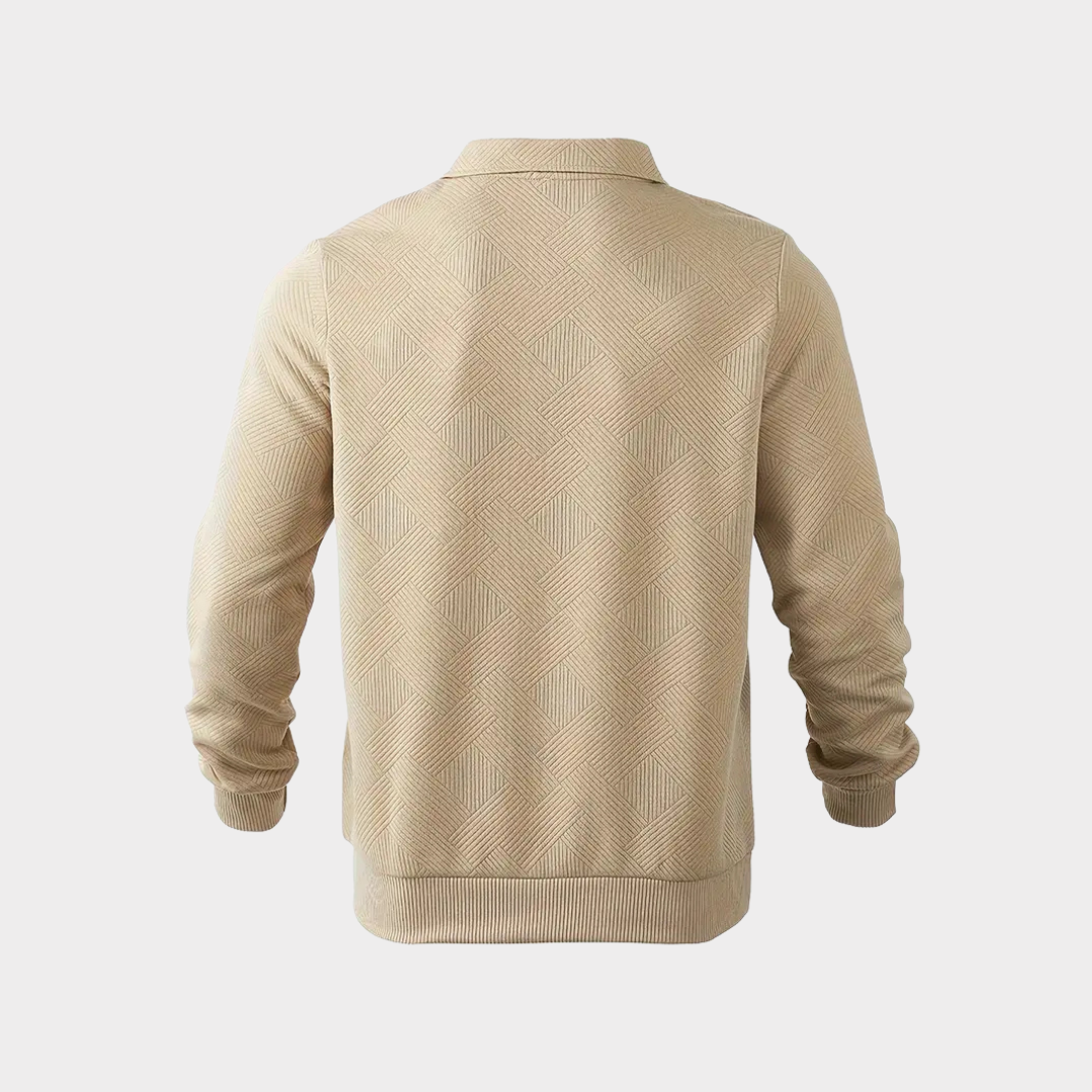 Sudadera De Corte Amplio Con Motivo Geométrico Y Cuello Con Media Cremallera Para Hombres | Ideal Para Uso Diario E Informal