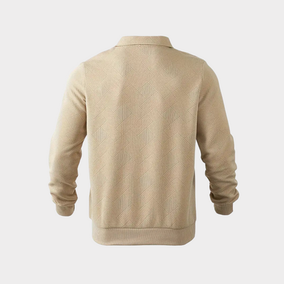 Sudadera De Corte Amplio Con Motivo Geométrico Y Cuello Con Media Cremallera Para Hombres | Ideal Para Uso Diario E Informal