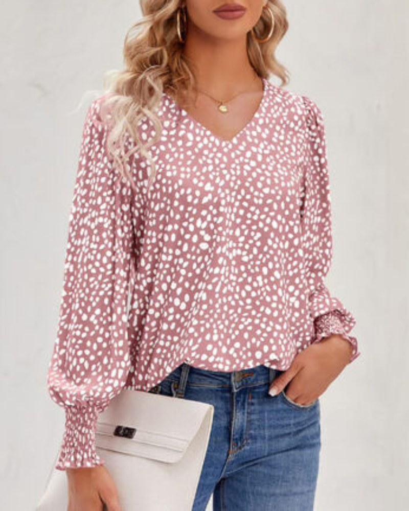 Blusa Con Cuello En V Y Mangas Abullonadas Para Mujer | Ideal Para Uso Diario Y Profesional