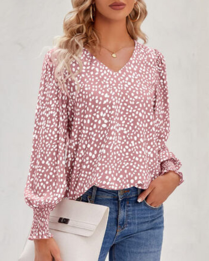 Blusa Con Cuello En V Y Mangas Abullonadas Para Mujer | Ideal Para Uso Diario Y Profesional