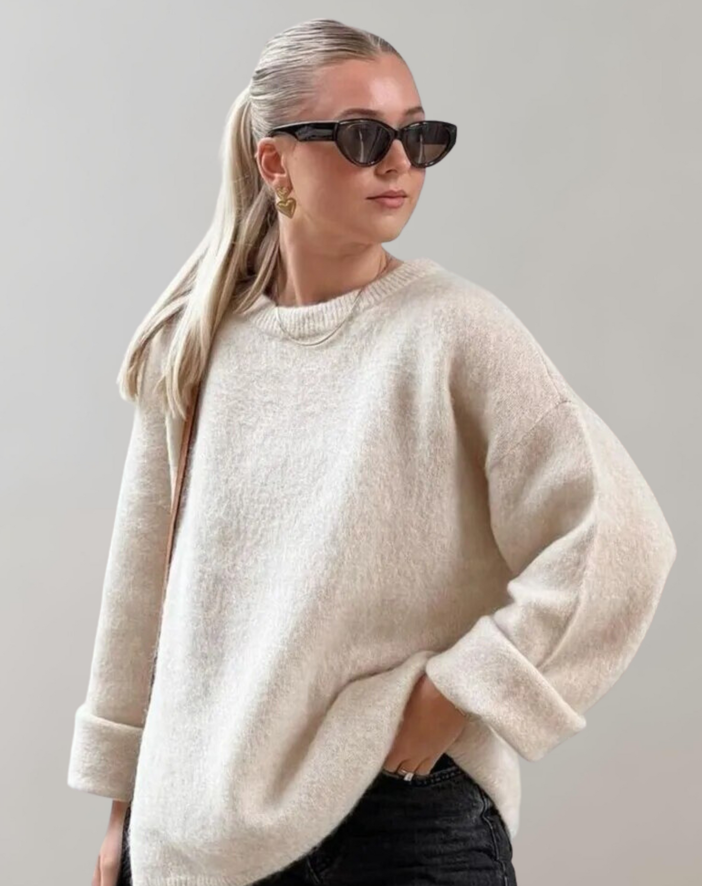 Suéter Oversized Con Diseño Liso Para Mujer | Ideal Para Otoño E Invierno