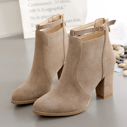 Botines con Tacón de Bloque Alto para Mujer | Ideal para Uso Diario y Eventos