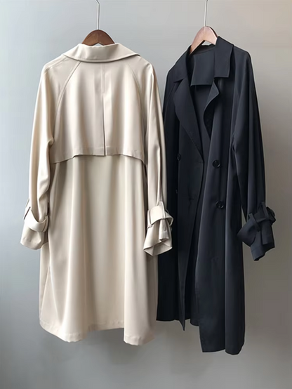 Trench Largo con Doble Botonadura para Mujer | Ideal para Uso Diario y Contextos Profesionales